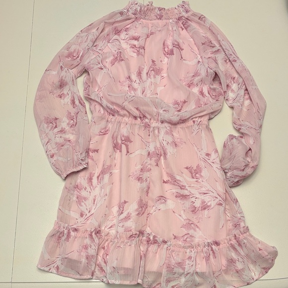 GB girls Pink Floral Ruffle-Hem Long Sleeve Dress - Picture 4 of 5